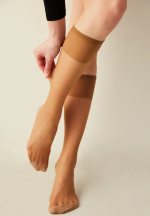 Șosete până la genunchi ,,Pantalon Corabi'' Fit 15 DEN, lucioase -Bronz